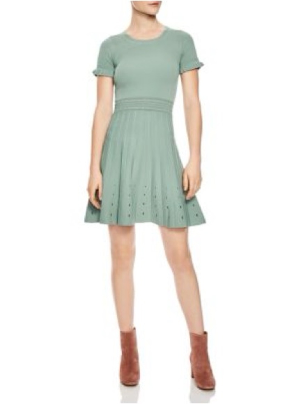 Sandro Short Sleeve Fit-and-Flare Dress